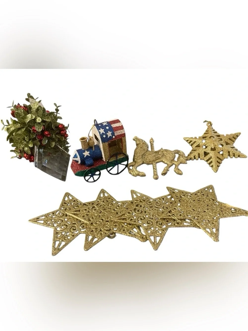 Vintage Christmas Ornaments Big Lot of 75 Sparkling Glitter Finish